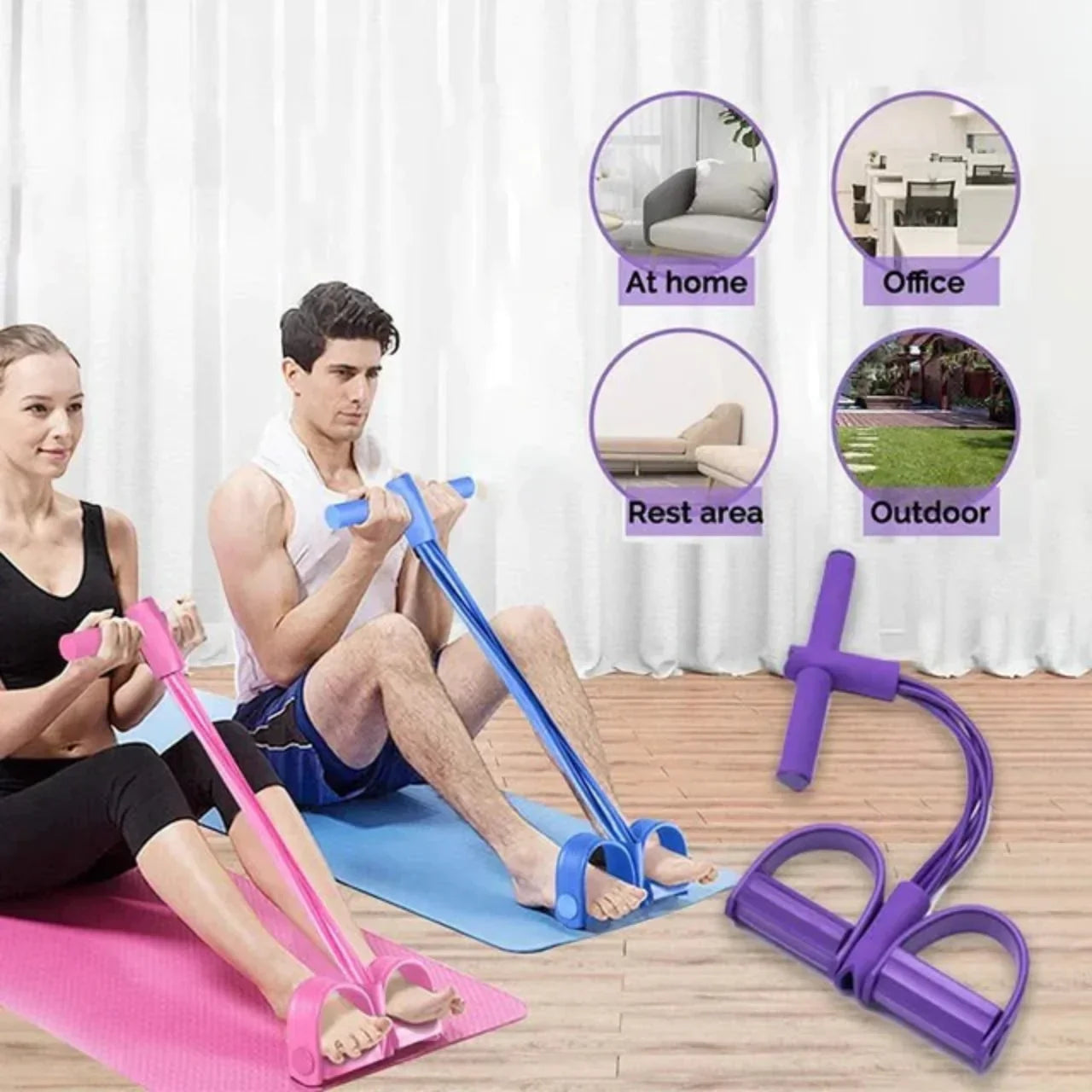 Premium Tummy Trimmer – Foot Pedal Resistance Band (Random Colors)